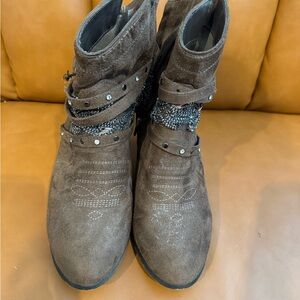 Mojo Moxy Brown Ankle Boots with Studded Straps